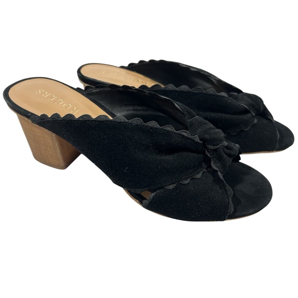 Jack Rogers Holly Suede Mules - Scalloped Black Size US 7M